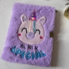a5 Purple plush Unicorn Notebook, Notepad, diary, student notebook, horizontal line notebook with lock, handbook details Picture